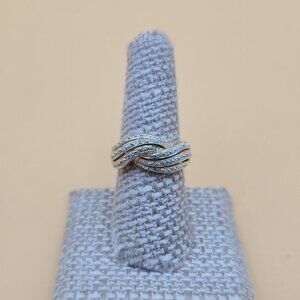 Size 8 Gold Over Sterling Silver Diamond Chips Band Ring A5887